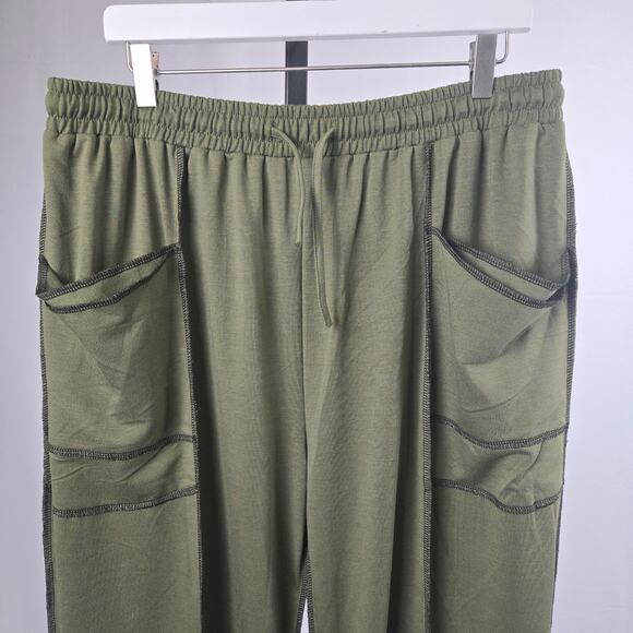 NWOT Unbranded Linen Cotton Blend Baggy Lounge Pants Green Size XL - Picture 3 of 6